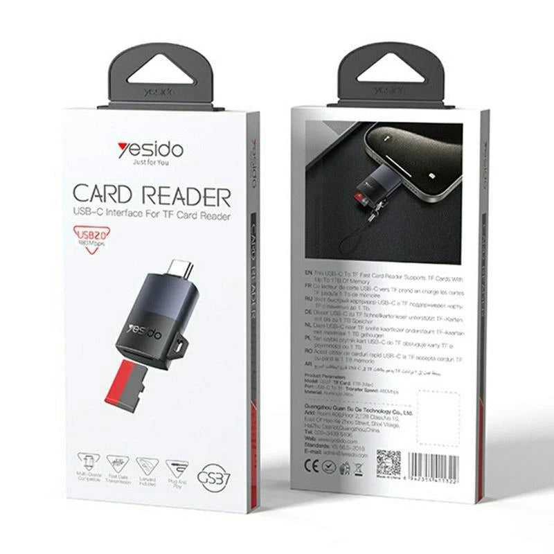 Adaptador Lector Tarjeta Tipo C Yesido Gs37 Negro – imagen 3