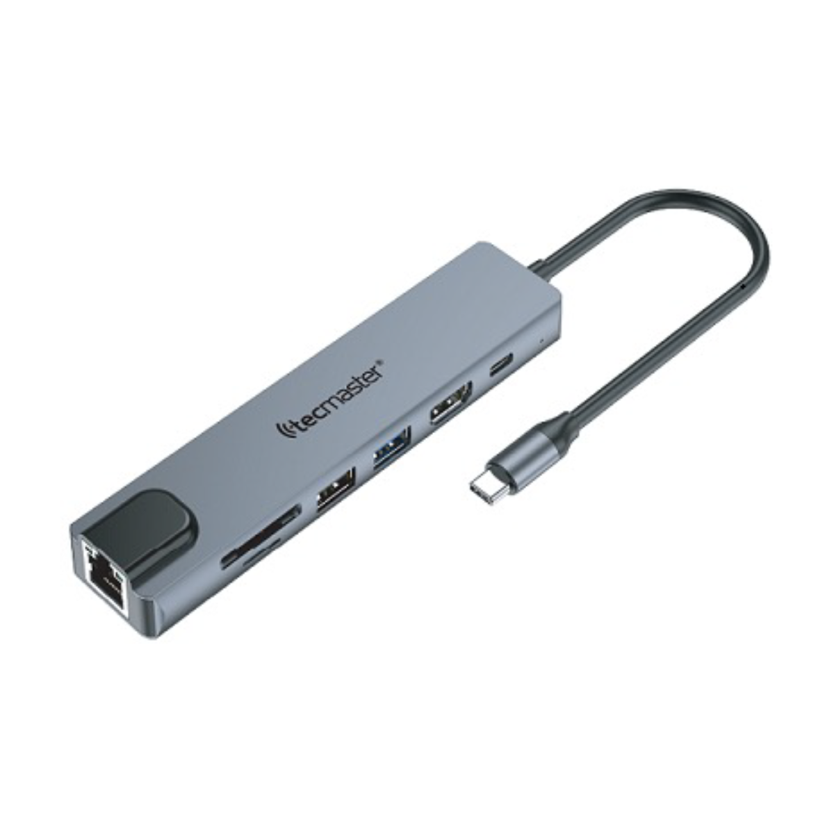 Adaptador Hub Tipo C 4 en 1 TM-100555 Tecmaster Gris
