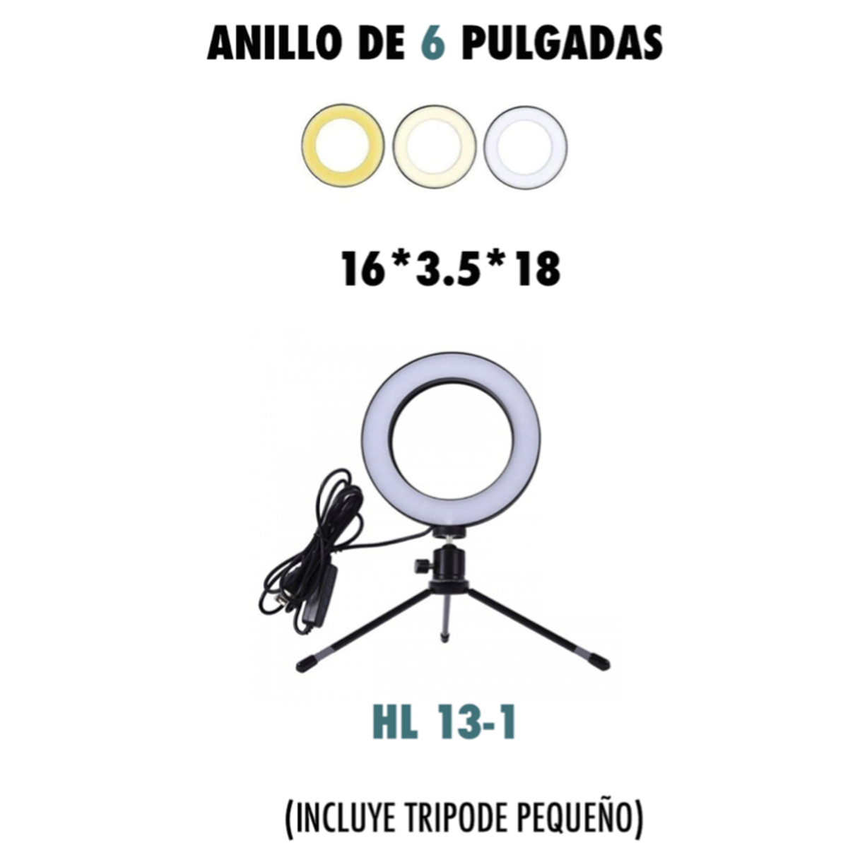 Aro De Luz Led Foto Regulable Led 16 Cm + Tripode