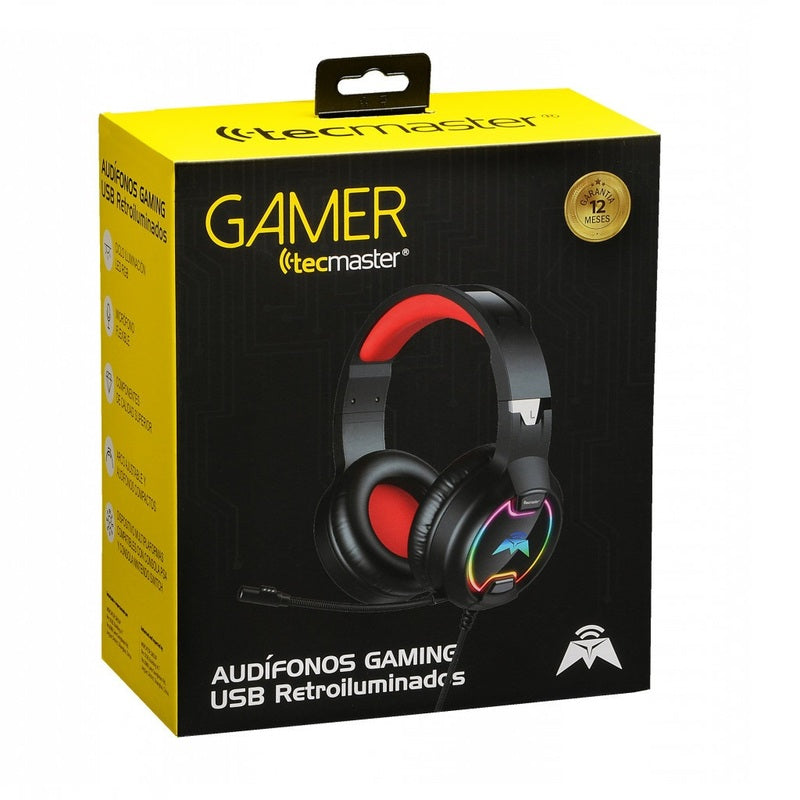 Audífonos Gamer Tecmaster Usb Jack 3.5 mm Rgb TM-400510 Negro – imagen 3