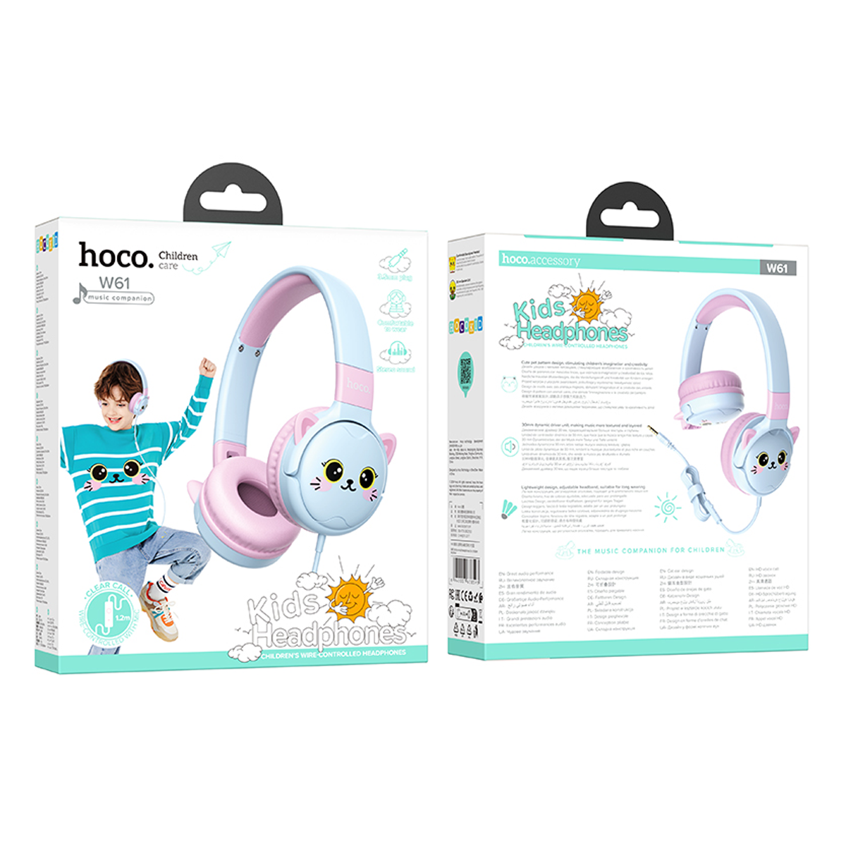 Audífonos Con Cable Hoco W61 Para Niños Headset Morado Rosa – imagen 3