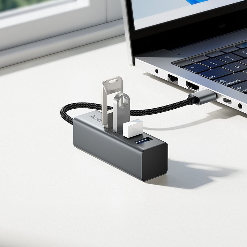 Adaptador Hub Hoco Hb1b Usb 4 en 1 Usb 3.0 Gris – imagen 4