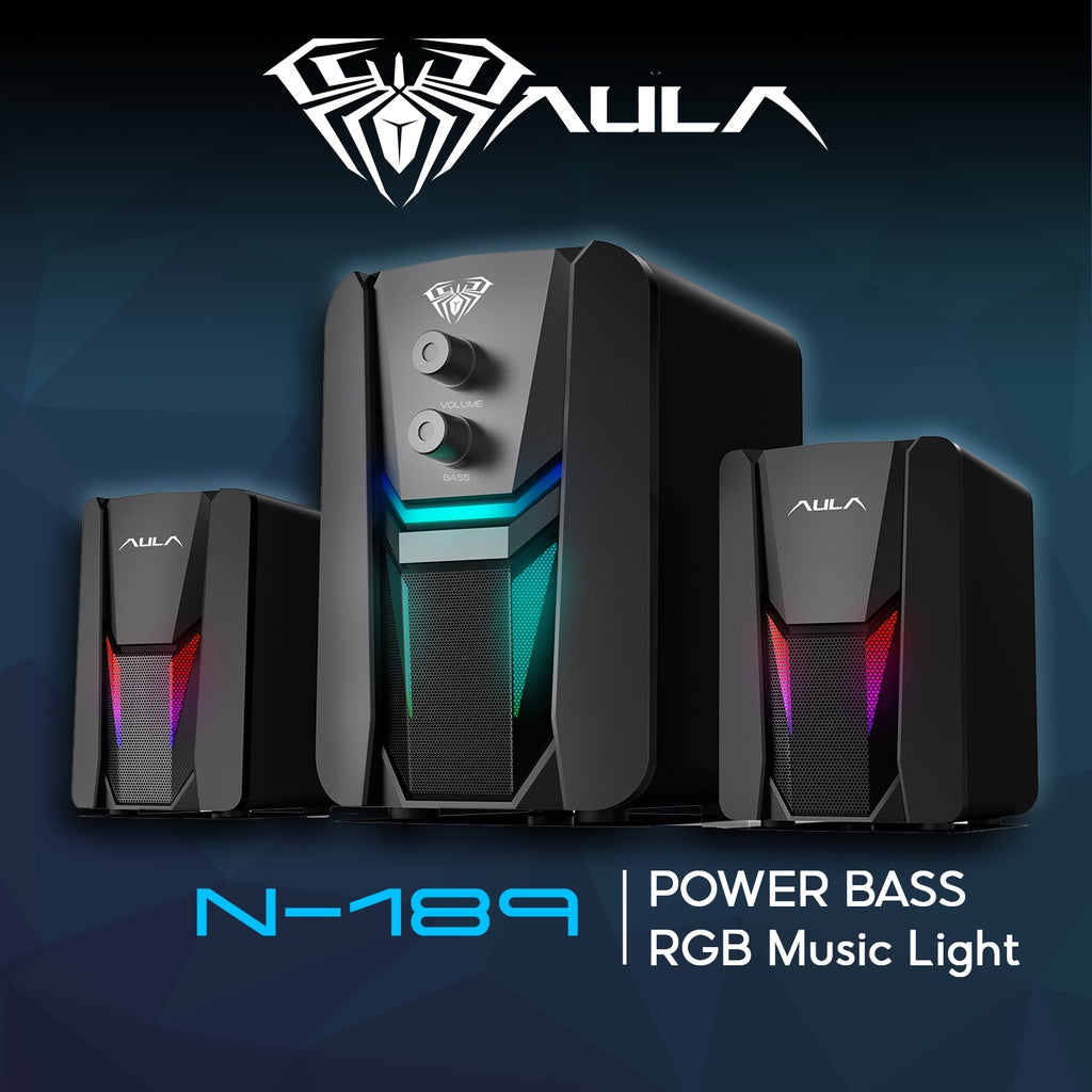 Parlantes Gamer Subwoofer Aula 2.1 Rgb N-189 Negro – imagen 4