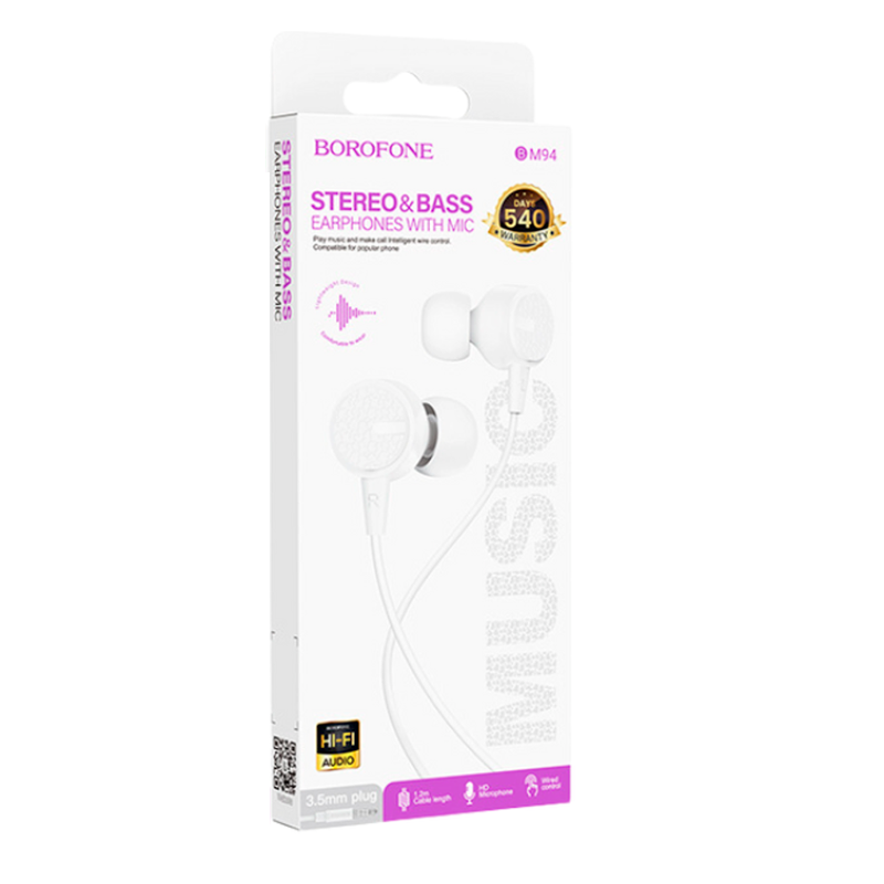 Audífonos In Ear Borofone Bm94 3.5mm Blanco – imagen 3