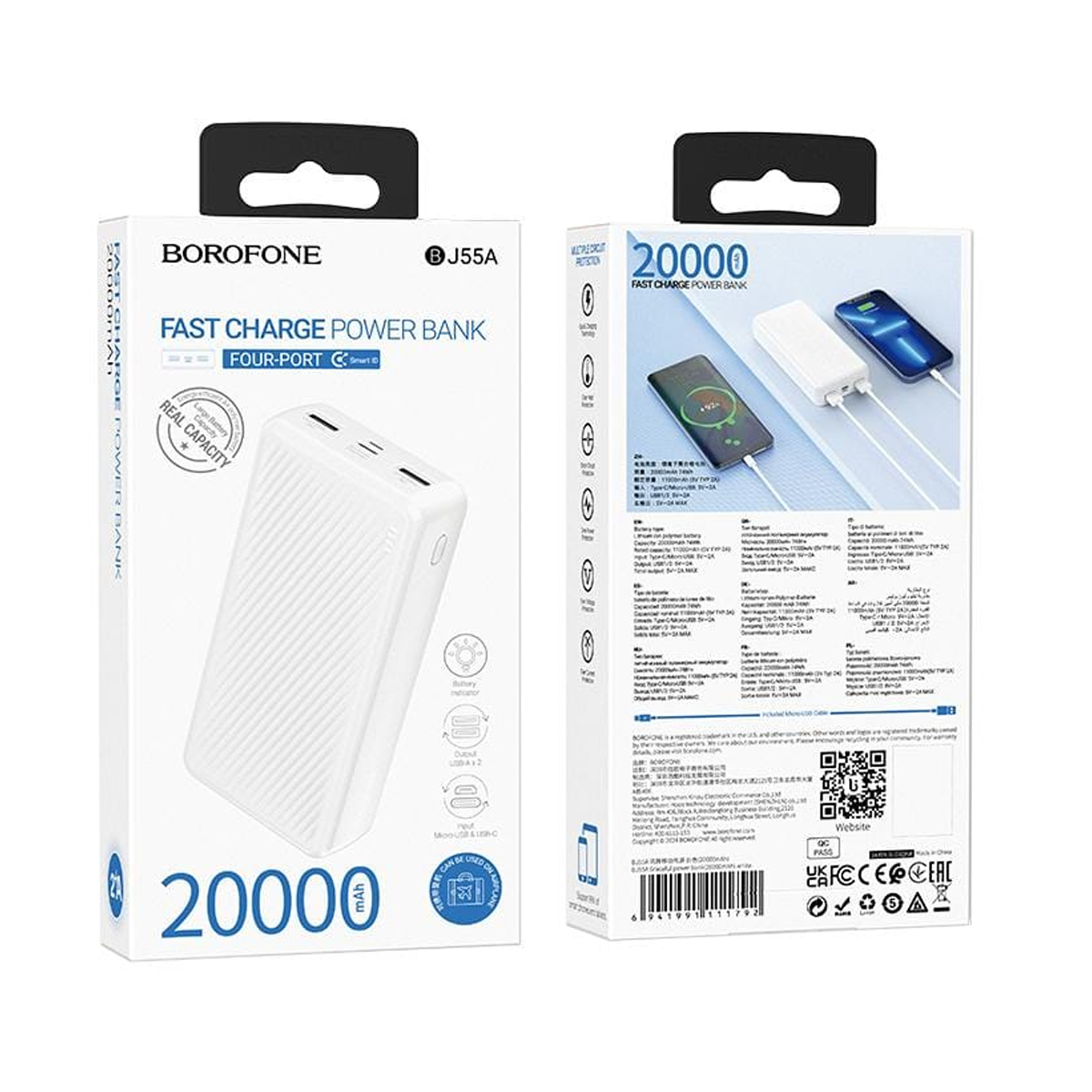 Bateria Portatil Powerbank Borofone Bj55a 20000 Mah Blanco – imagen 3