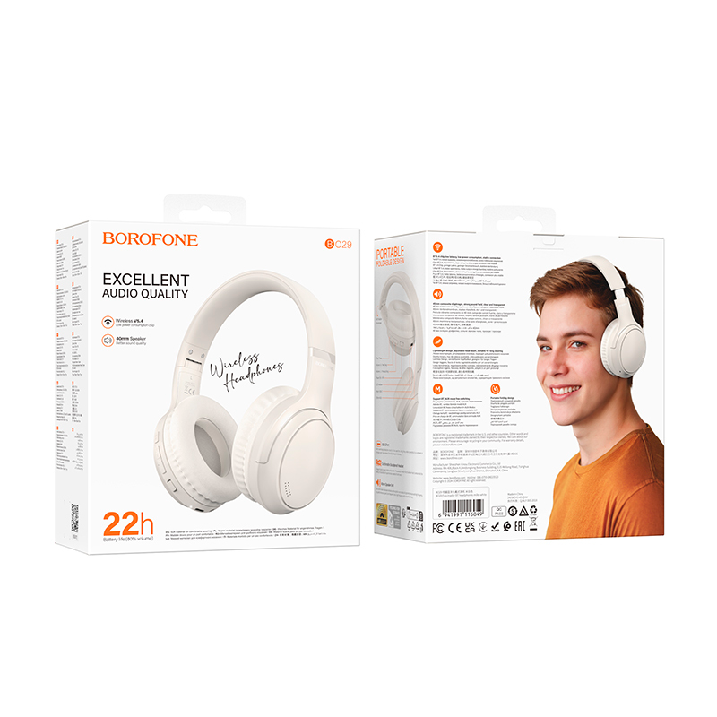 Audífonos Headset Bluetooth Borofone Bo29 Fascinador Blanco – imagen 3