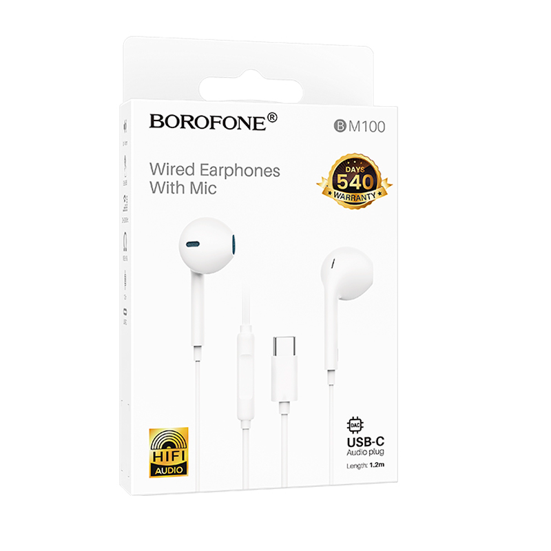 Audífonos In Ear Borofone Bm100 Fuente Tipo C Blanco – imagen 3