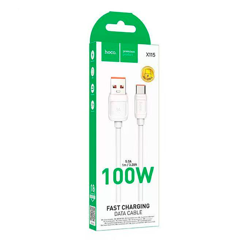 Cable Usb a Tipo C Hoco X115 100w 1 Metro Blanco – imagen 3