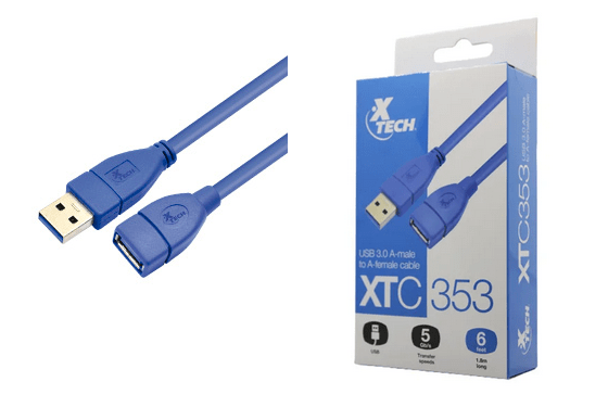 Cable Usb 3.0 Extensor 1.8 Metros Xtech Xtc 353 Azul – imagen 3