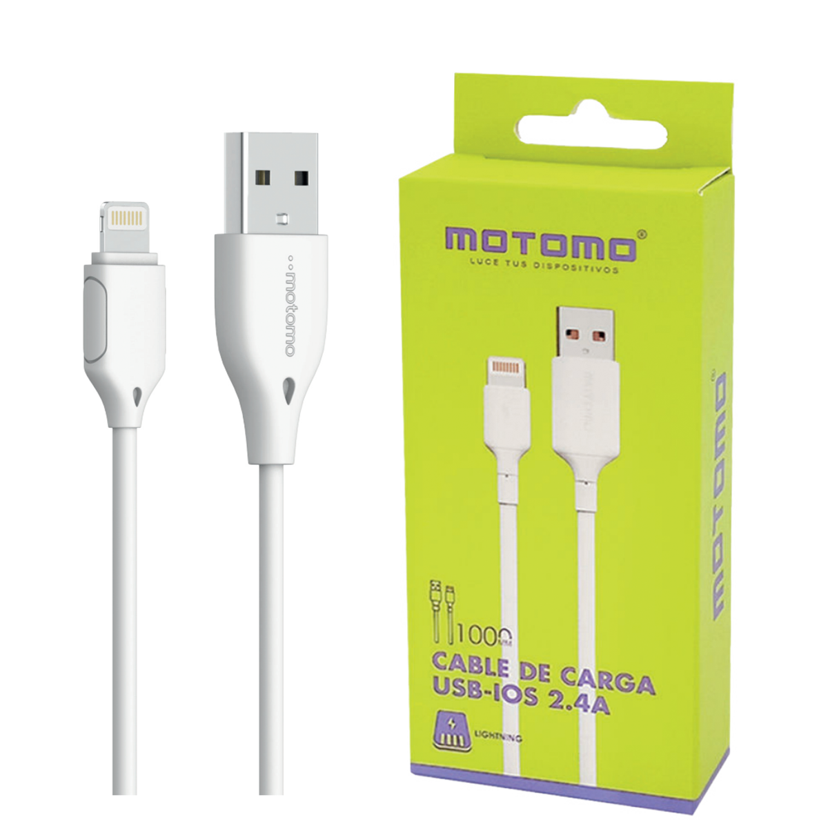 Cable Usb a Lightning Iphone Ipad Motomo 2.4a Blanco