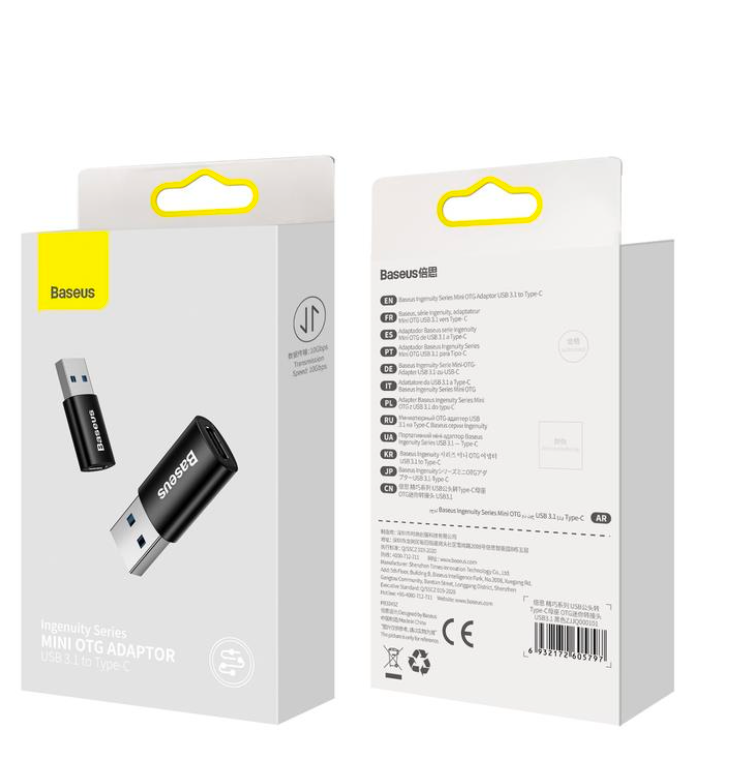 Adaptador Ingenuity Mini Baseus Usb 3.1 a Tipo C Negro – imagen 3