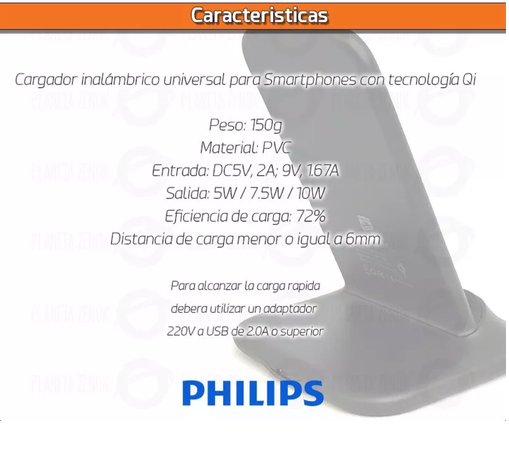 Cargador Inalámbrico 10W DLP9117U Philips Negro – imagen 3