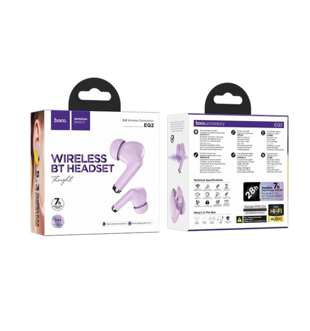 Audífonos Bluetooth Hoco EQ2 Thought Tws In Ear Morado – imagen 3