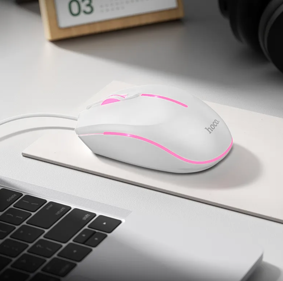 Mouse Hoco Con Cable Gm37 2400 Dpi Blanco – imagen 3