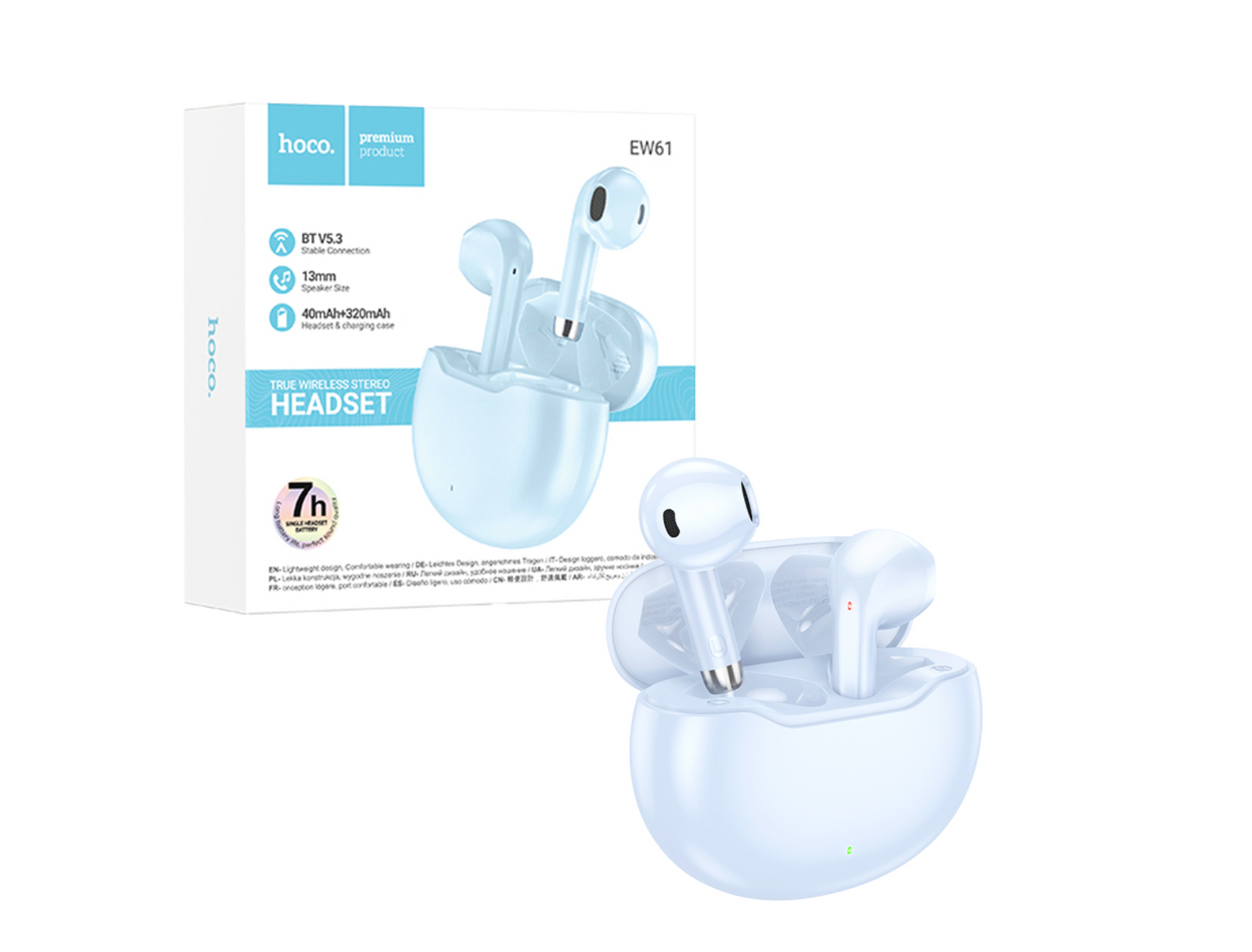 Audífonos In Ear Bluetooth Hoco Ew61 True Wireless Celeste – imagen 3