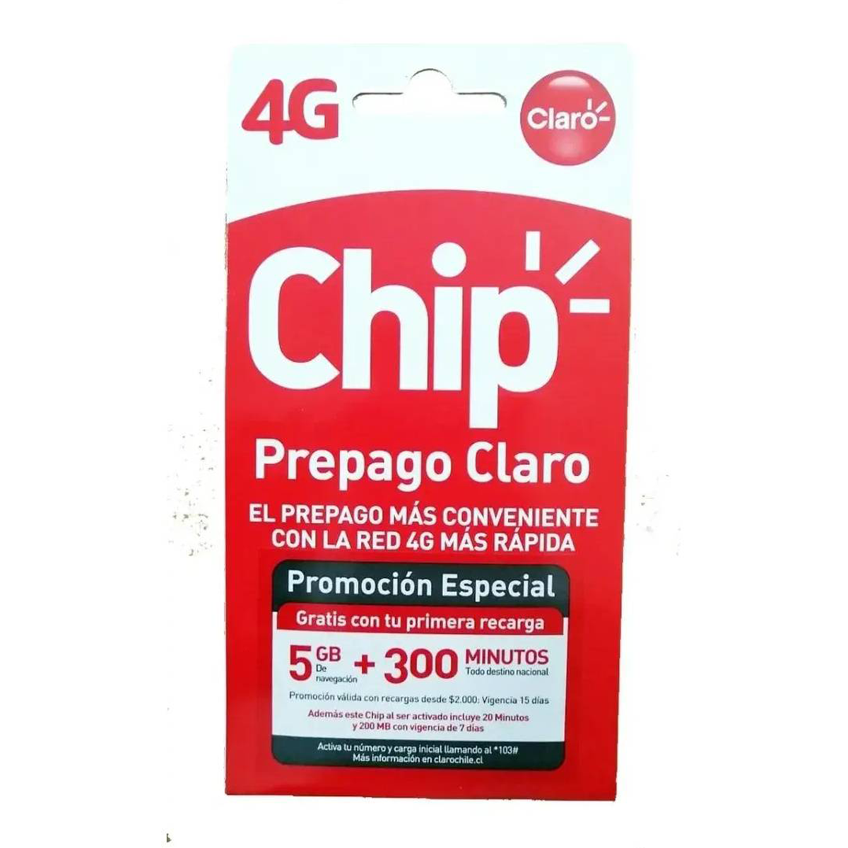 Chip Prepago Claro 5gb + 300 Minutos