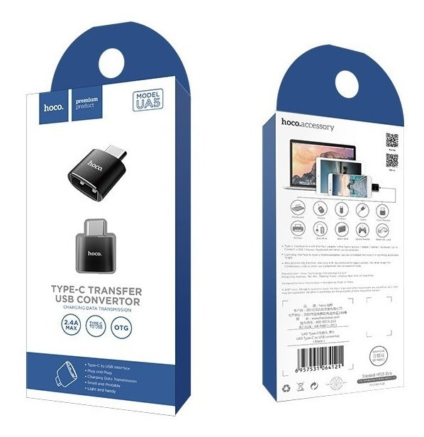 Adaptador Tipo C a Usb Hoco UA5 Negro – imagen 4