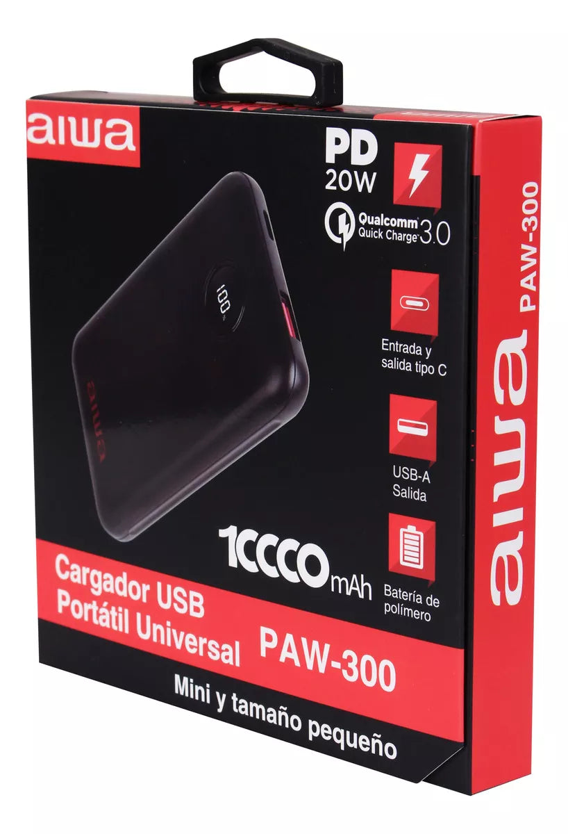 Powerbank Bateria Portatil Aiwa Paw-300 10000 Mah Negro – imagen 3