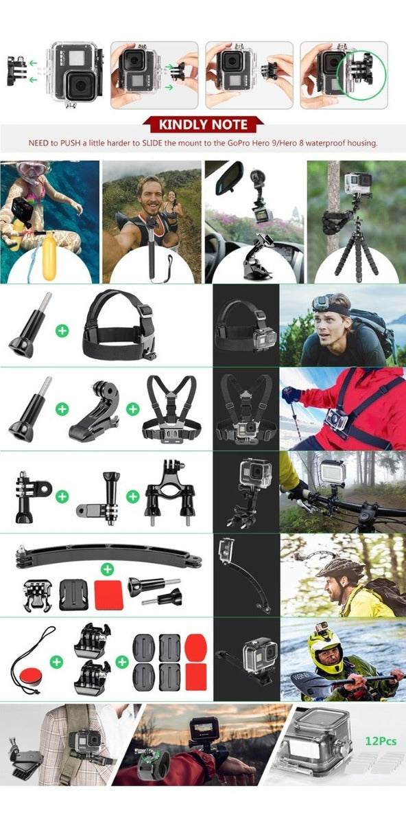 Kit Maleta Gopro + 50 Accesorios Cámara Deportivas Negro – imagen 5