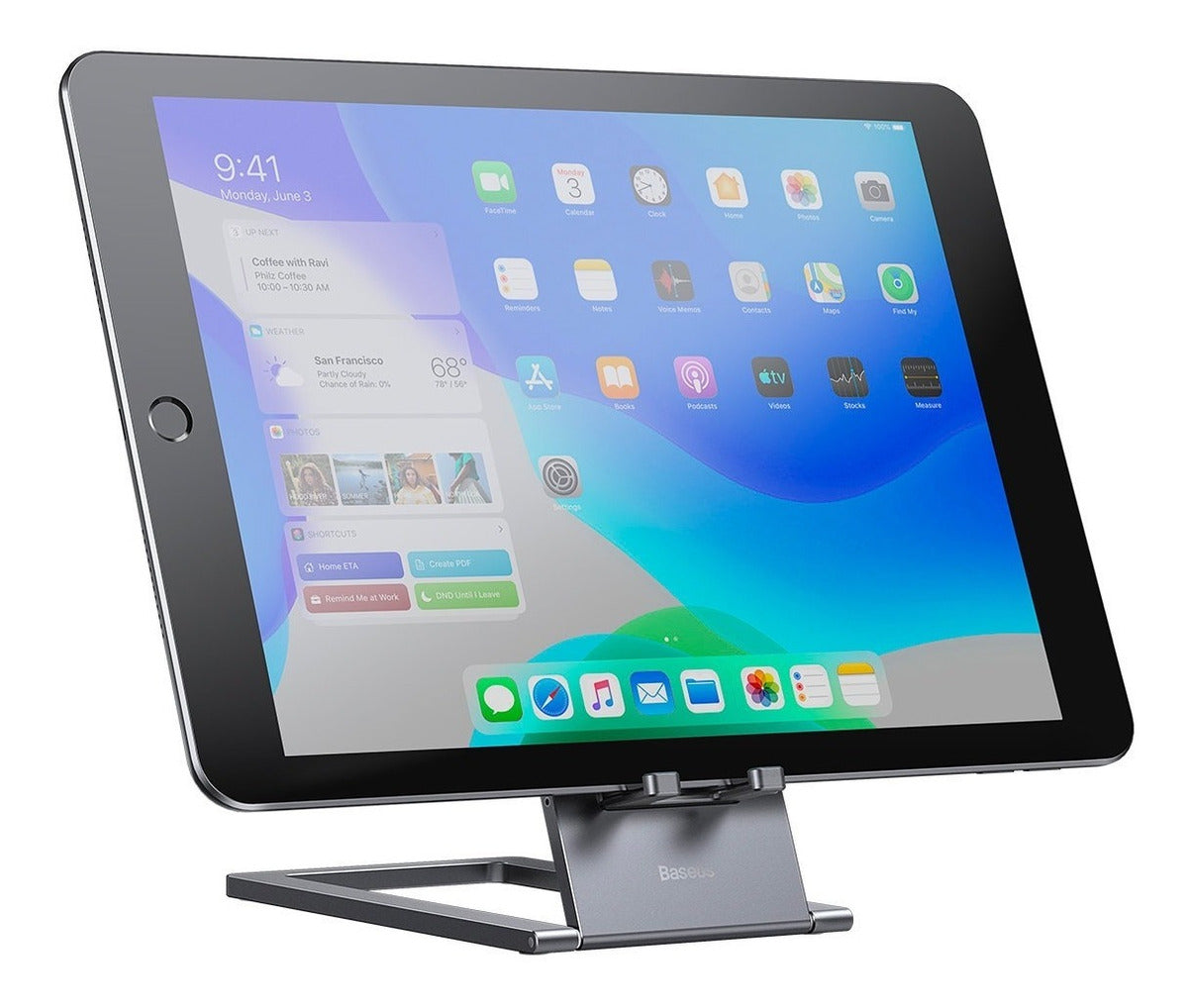 Soporte Escritorio Para Smartphone Tablet Metal Baseus Gris – imagen 5