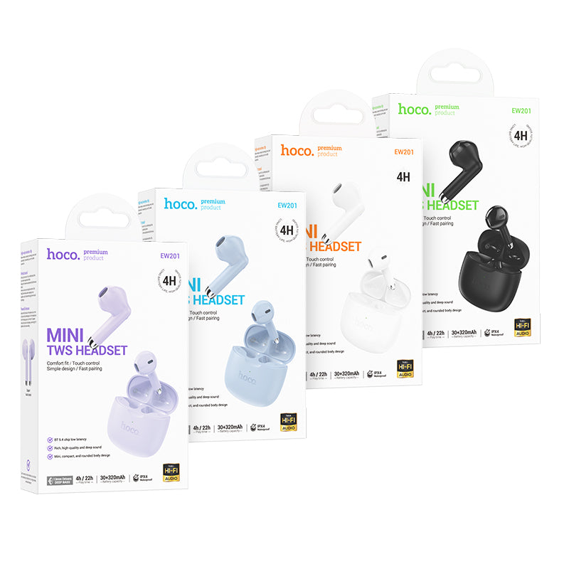 Audífonos In Ear Bluetooth Mini Hoco Ew201 Celeste – imagen 3