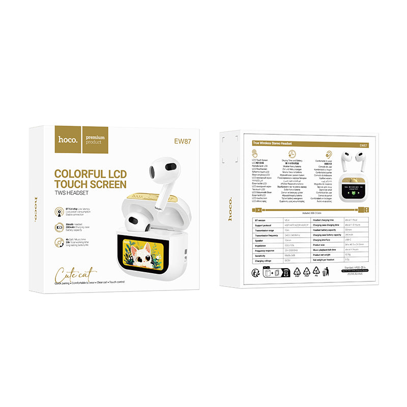 Audífonos In Ear Bluetooth Hoco Ew87 Pantalla Touch Blanco – imagen 4