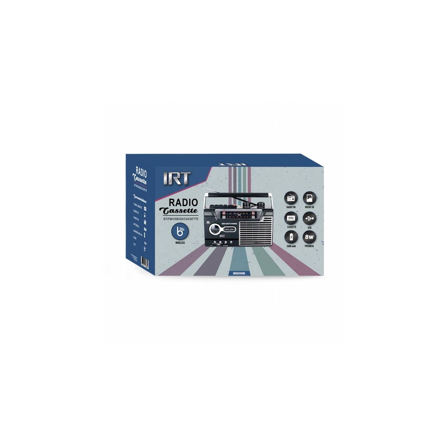 Radio Portatil Bluetooth Casette Recorder Irt I005Gsfm500 Fm Usd Negro – imagen 2