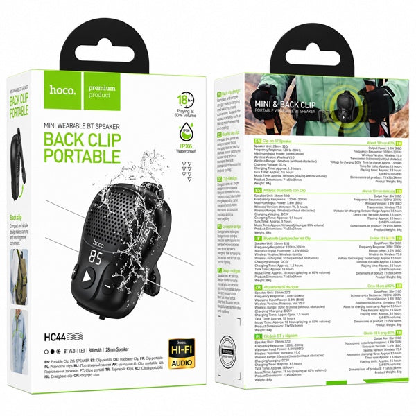 Parlante Bluetooth Hoco Hc44 Clip Para Mochila Azul