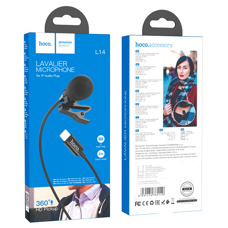 Microfono Externo Hoco L14 Lightning Negro – imagen 3