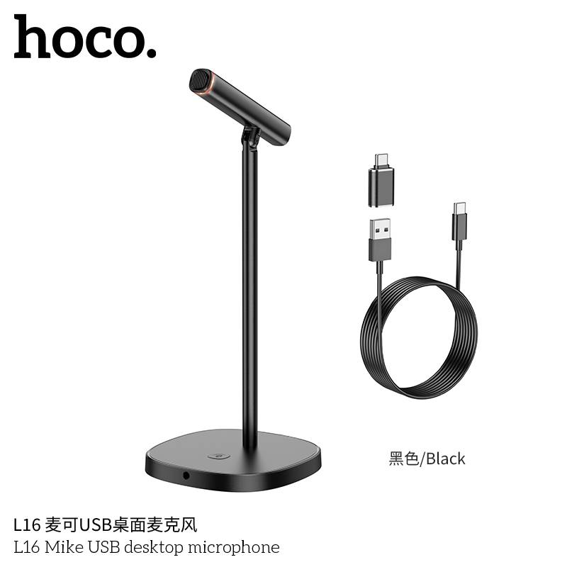 Micrófono De Escritorio Hoco L16 360º Usb Tipo C Negro – imagen 3