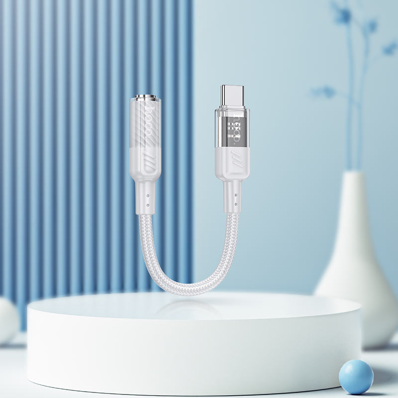 Cable Adaptador Tipo C a 3.5mm Trenzado Hoco Ls37 Blanco – imagen 2