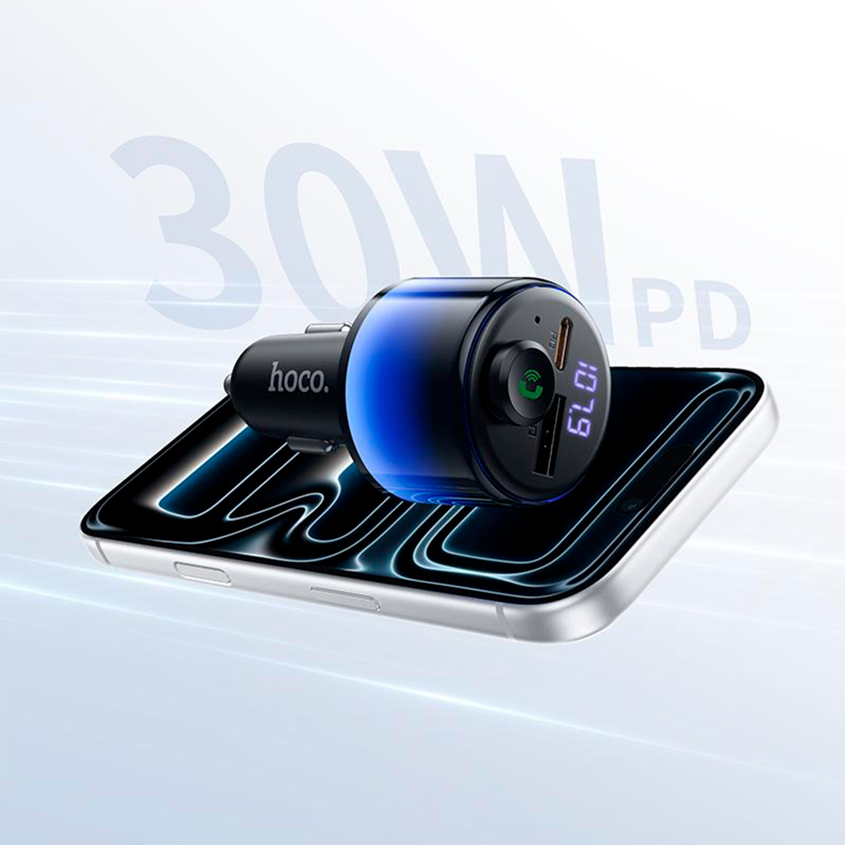Cargador de Auto Transmisor Bluetooth Hoco E166 42W Negro