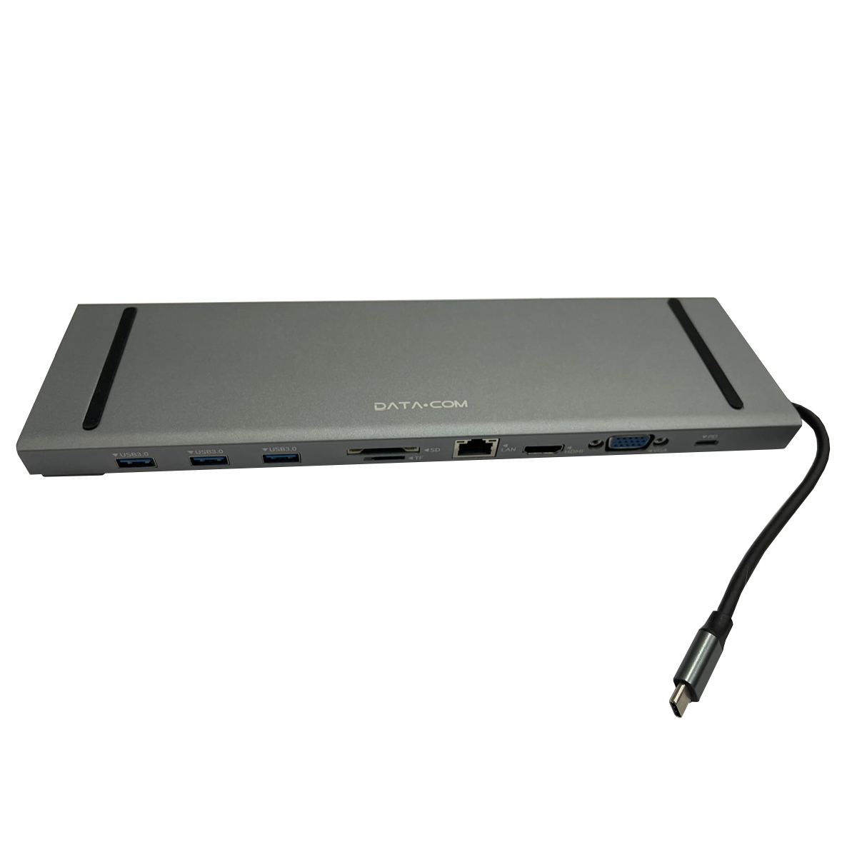 Adaptador Hub 10 en 1 Tipo C Usb 3.0x3 Aux Hdmi Rj45 Vga Gris – imagen 4