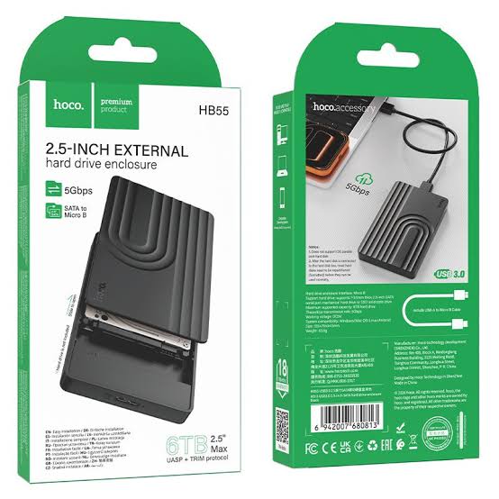 Cofre Disco Duro Hoco Externo Hb55 2.5 Sata Usb 3.0 Negro – imagen 3