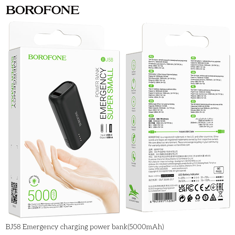 Powerbank Super Small Borofone Bj58 5000 Mah Negro – imagen 3