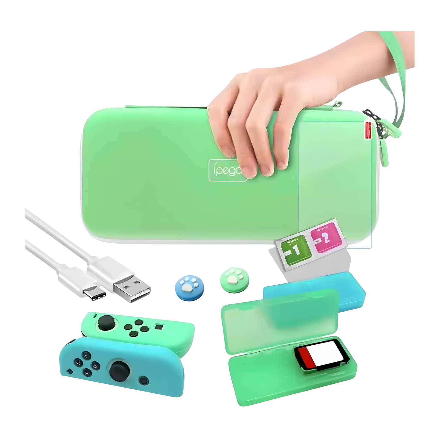 Kit 12 en 1 Con Funda Para Nintendo Switch Ipega Pg-sw052 Verde