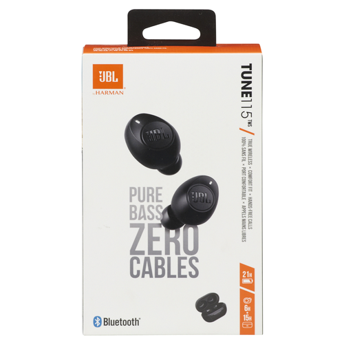 Audífonos Bluetooth Jbl Tune 115 Tws Pure Bass Zero Cables Negro – imagen 2