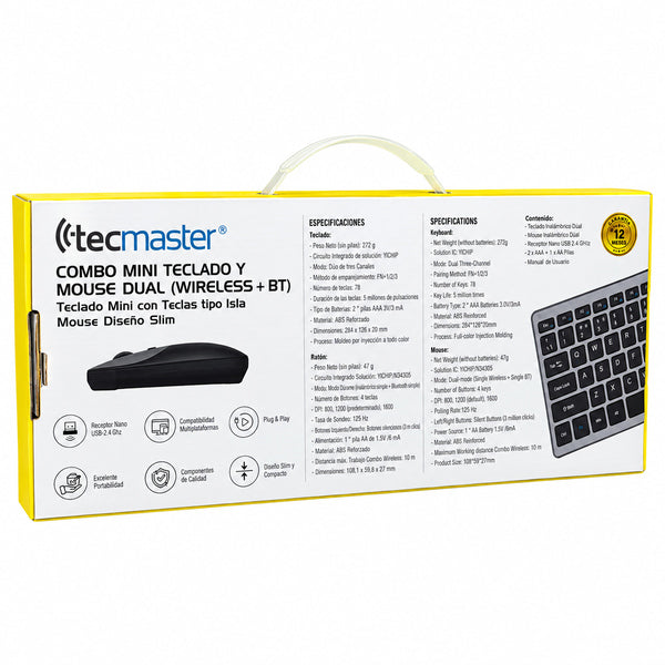 Combo Mini Teclado y Mouse Dual Conexion Tecmaster TM-100573