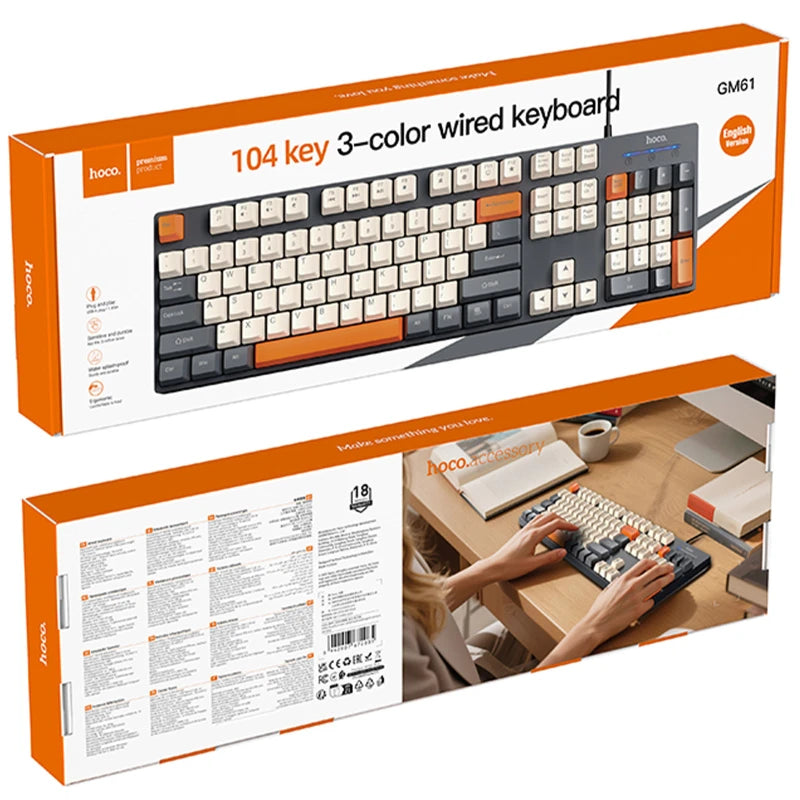 Teclado Con Cable Usb Hoco Gm61 Ingles Retroiluminado – imagen 3