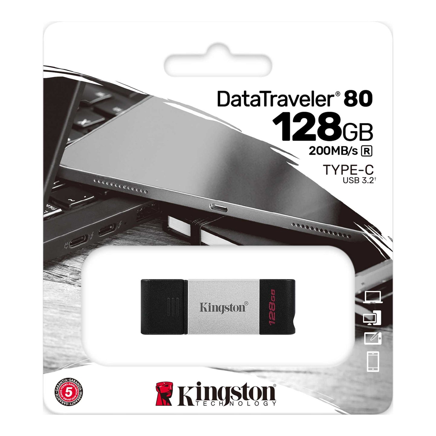 Pendrive Kingston 128 Gb Tipo C Datatraveler 80 Negro – imagen 2