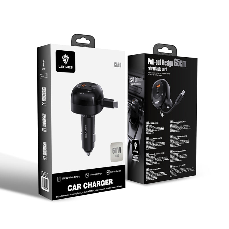 Cargador de Auto Dual Lenyes Ca59 30w Con Cable Negro – imagen 3