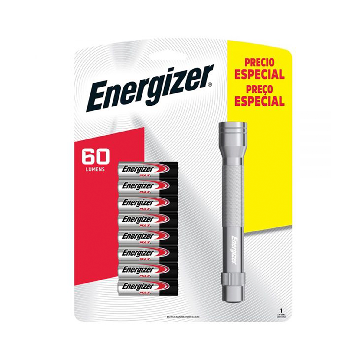 Linterna Energizer 60 Lumenes + 8 Pilas AA
