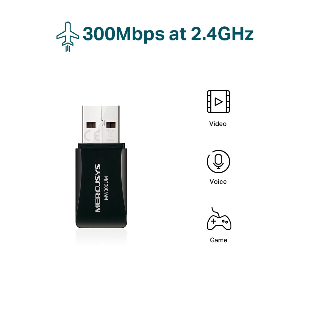 Mini Adaptador Usb Wifi N 300mbps Mercusys Mw300um – imagen 5