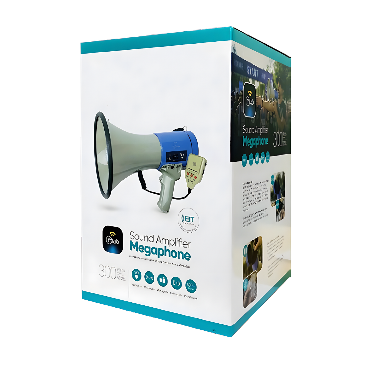 Megáfono Recargable 30w Sirena Graba Voz Recargable Blanco