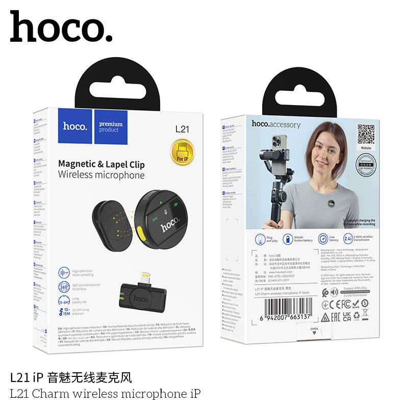 Microfono Inalambrico Omnidireccional Externo Hoco L21 Para Lightning – imagen 4