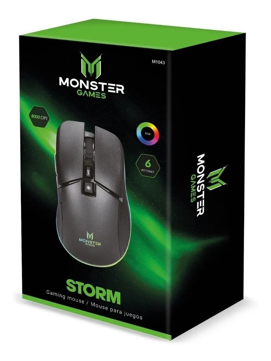 Mouse Gamer Monster Storm Rgb 8000dpi Negro – imagen 4