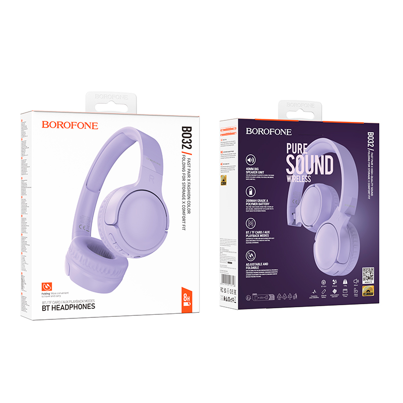 Audífonos Headset Bluetooth Borofone Bo32 Morado – imagen 3