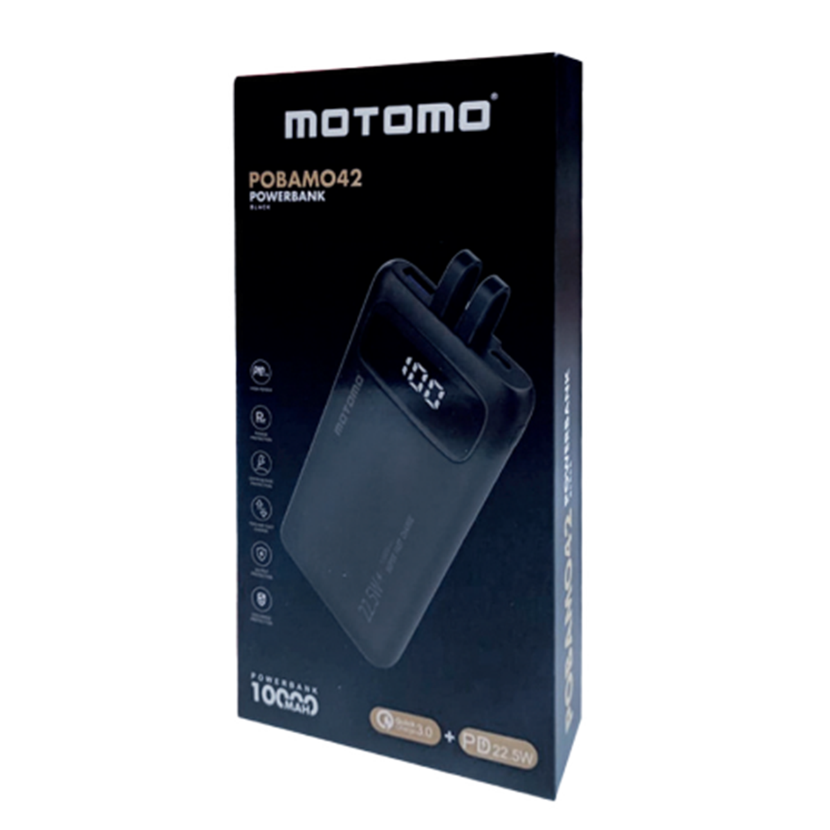 Bateria Portatil Powerbank Motomo Pobamo42 10.000 Mah Negro – imagen 2