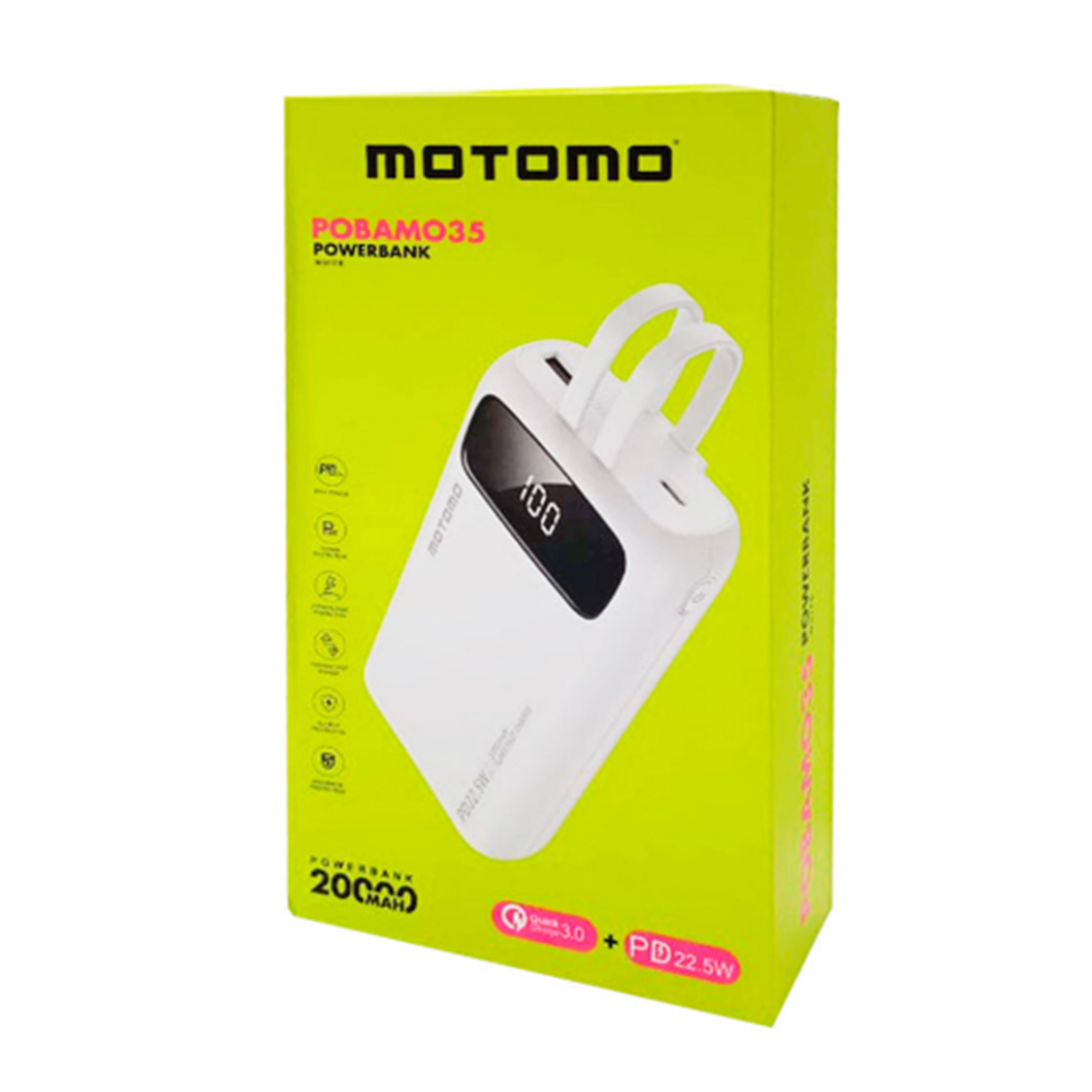 Bateria Portatil Powerbank Motomo Pobamo35 20.000 Mah Negro – imagen 2