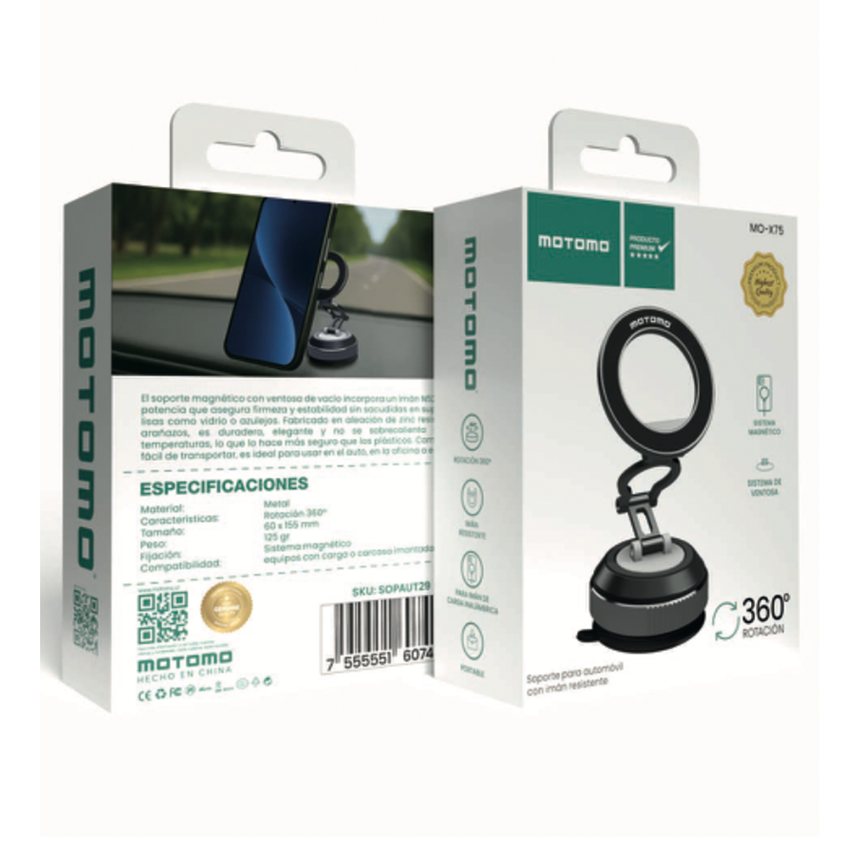 Soporte Magnetico Premium Para Smartphone Motomo Mo-x75 Negro – imagen 4